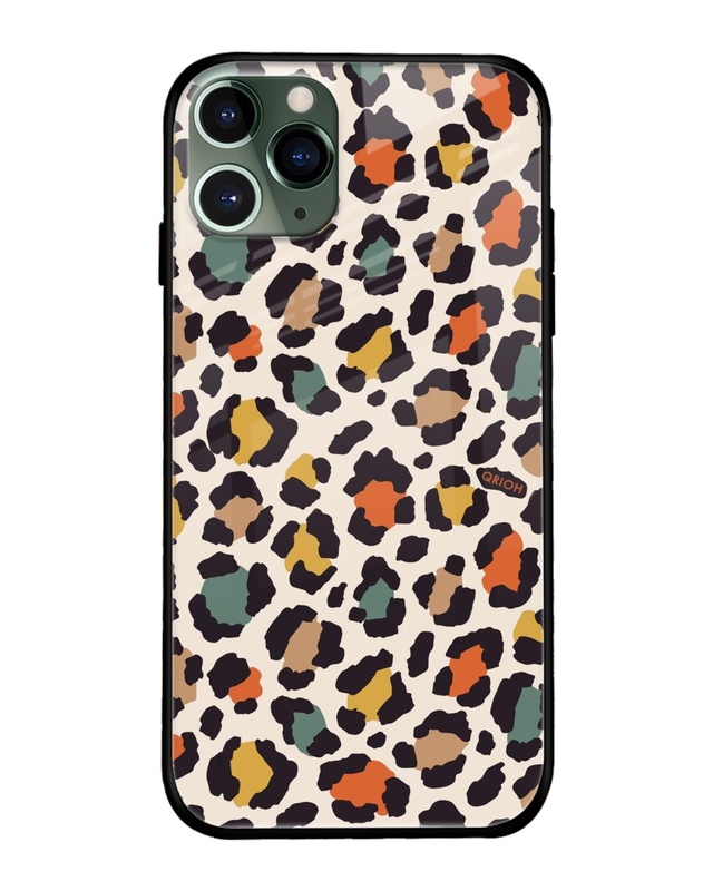 Shop Leopard Printed Premium Glass Cover For iPhone 11 Pro Max (Impact Resistant, Matte Finish)-Front