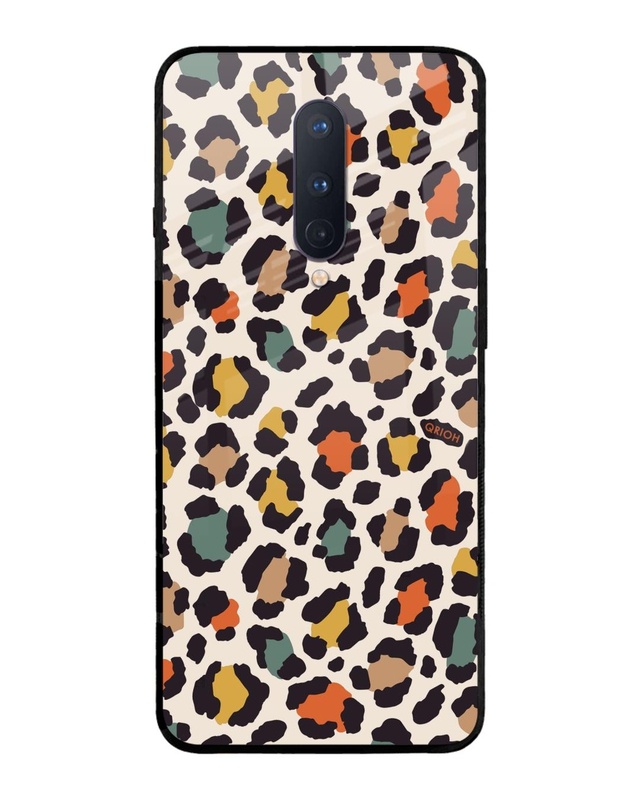 Shop Leopard Printed Premium Glass Cover For OnePlus 8 (Impact Resistant, Matte Finish)-Front