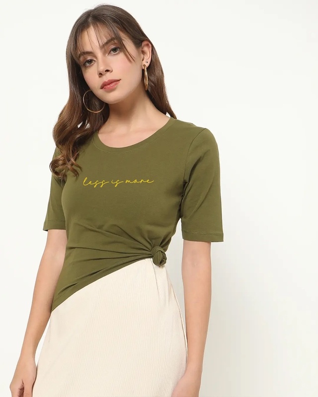 Shop Less is more Elbow Sleeve T-shirt-Front