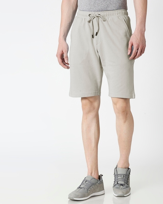 Shop Light Grey Casual Shorts-Front