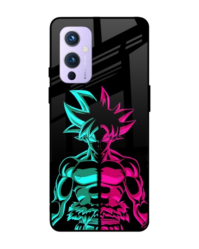 Shop Light On Goku Premium Glass Case for OnePlus 9 (Shock Proof,Scratch Resistant)-Front