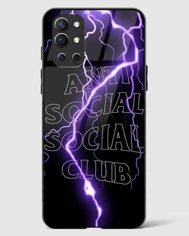 Shop Lightning Anti Social Premium Glass Case for OnePlus 9R-Front