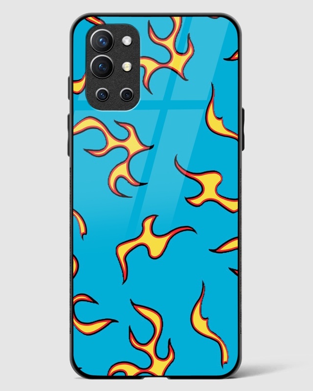 Shop Lil Blue Flame Y2K Premium Glass Case for OnePlus 9R-Front
