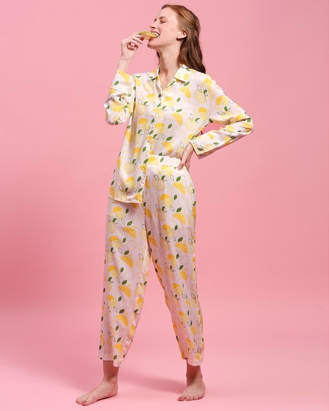 Shop Lime Rayon Nightwear Set-Front