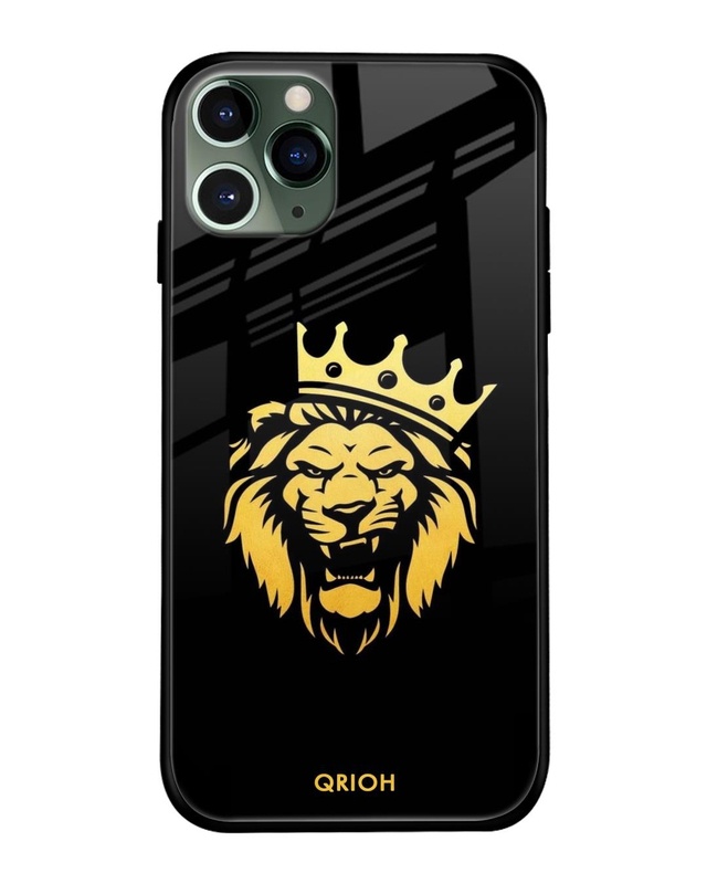 Shop Lion The King Printed Premium Glass Cover For iPhone 11 Pro (Impact Resistant, Matte Finish)-Front
