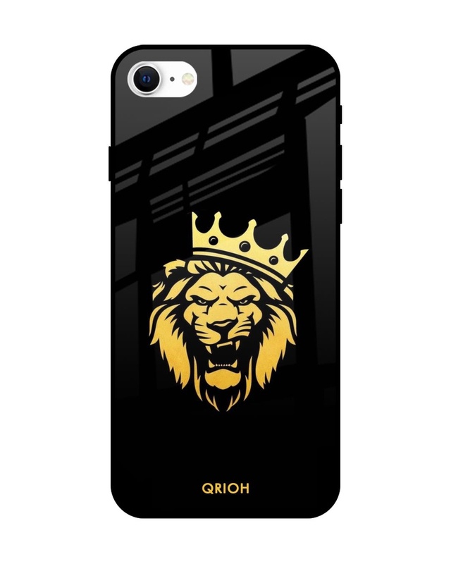 Shop Lion The King Printed Premium Glass Cover For iPhone SE 2022 (Impact Resistant, Matte Finish)-Front