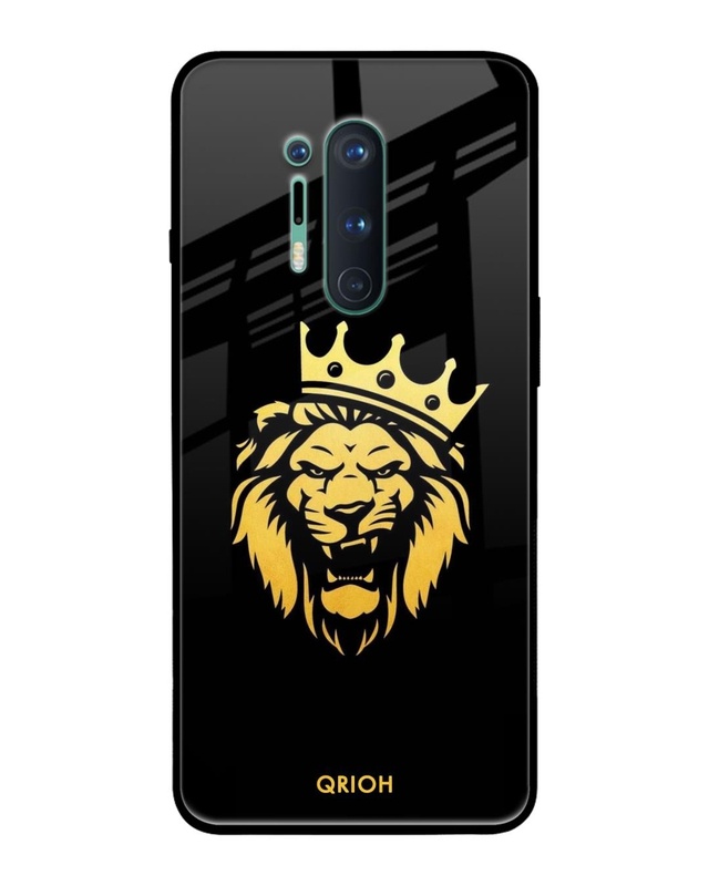 Shop Lion The King Printed Premium Glass Cover For OnePlus 8 Pro (Impact Resistant, Matte Finish)-Front