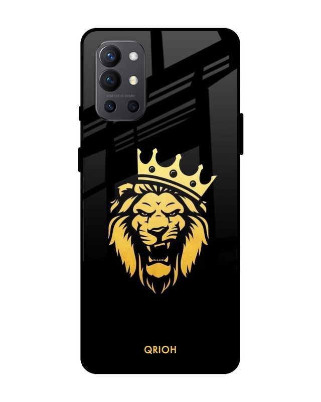 Shop Lion The King Printed Premium Glass Cover For OnePlus 9R (Impact Resistant, Matte Finish)-Front