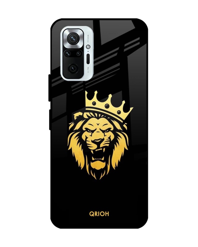 Shop Lion The King Printed Premium Glass Cover For Xiaomi Redmi Note 10 Pro (Matte Finish)-Front