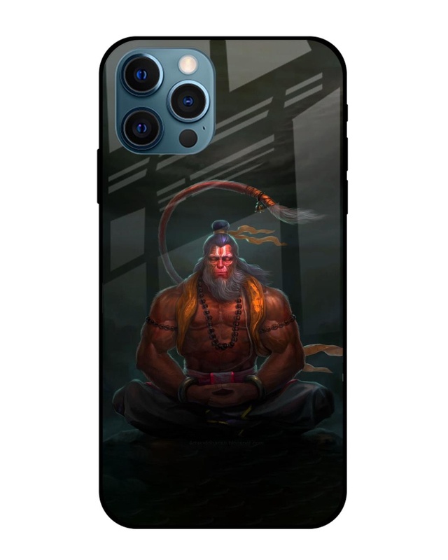 Shop Lord Hanuman Animated Premium Glass Case for Apple iPhone 12 Pro Max(Shock Proof, Scratch Resistant)-Front
