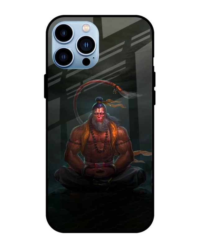 Shop Lord Hanuman Animated Premium Glass Case for Apple iPhone 13 Pro (Shock Proof, Scratch Resistant)-Front
