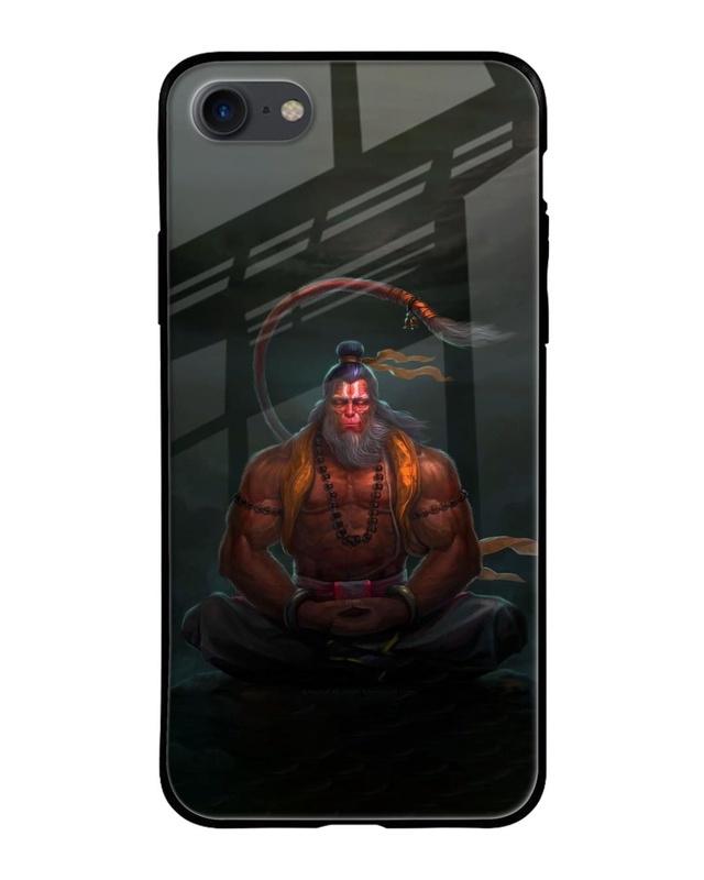 Shop Lord Hanuman Animated Premium Glass Case for Apple iPhone SE 2020 (Shock Proof, Scratch Resistant)-Front