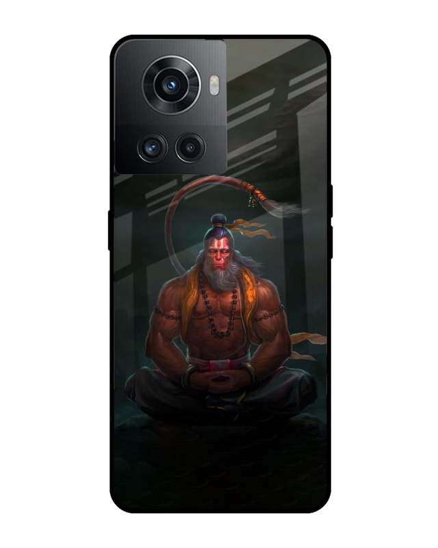 Shop Lord Hanuman Animated Premium Glass Case for OnePlus 10R 5G (Shock Proof, Scratch Resistant)-Front
