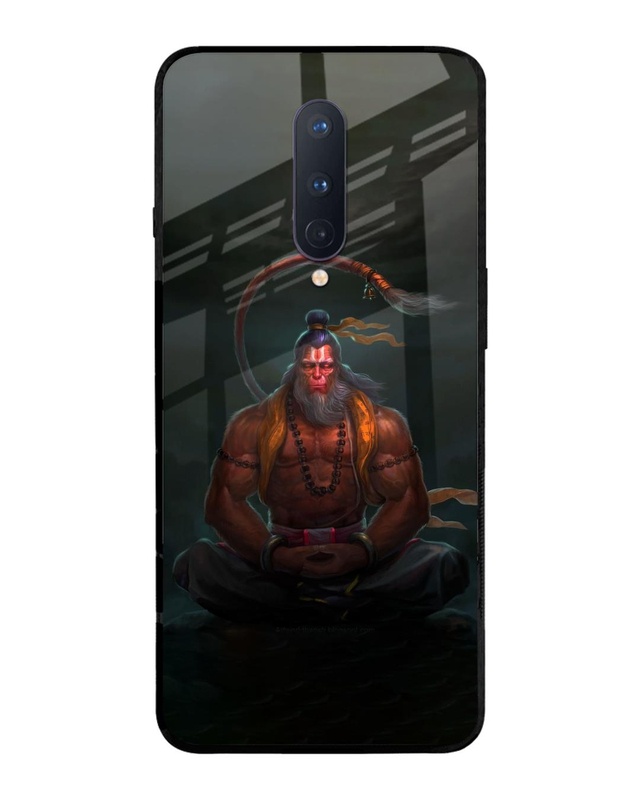 Shop Lord Hanuman Animated Premium Glass Case for OnePlus 8 (Shock Proof, Scratch Resistant)-Front
