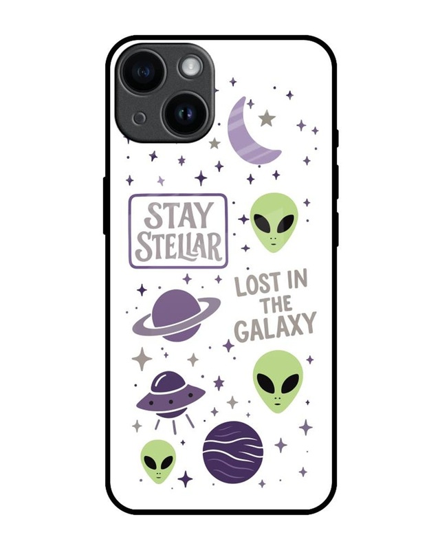 Shop Lost In The Galaxy Premium Glass Cover for Apple iPhone 14-Front