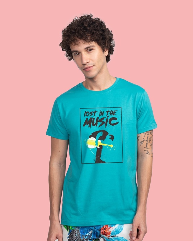 Shop Lost In The Guitar Half Sleeve T-Shirt-Front