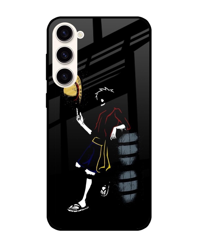 Shop Luffy Line Art Premium Glass Case for Samsung Galaxy S23 Plus 5G (Shock Proof, Scratch Resistant)-Front