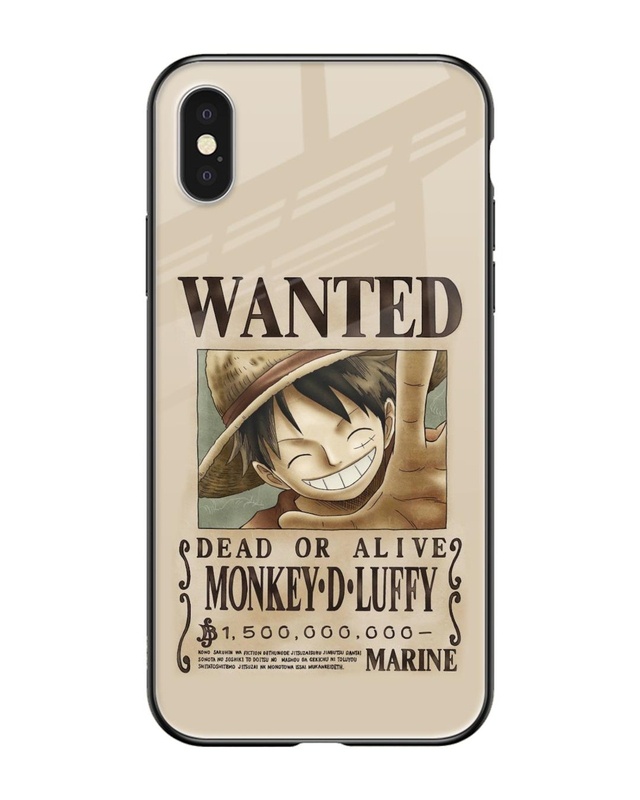 Shop Luffy Wanted Premium Glass Case for Apple iPhone X (Shock Proof,Scratch Resistant)-Front