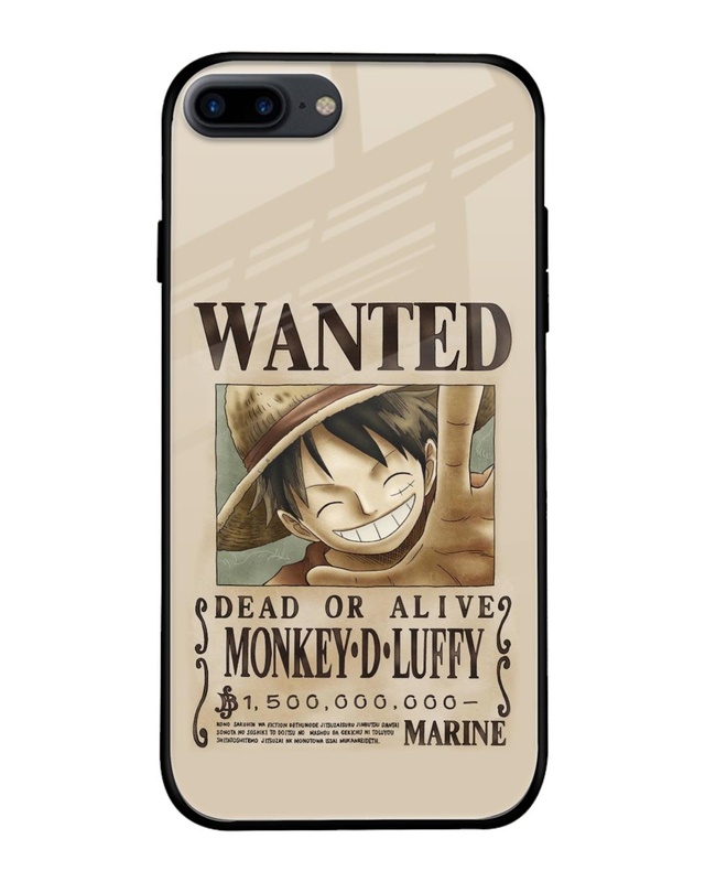 Shop Luffy Wanted Premium Glass Case for iPhone 8 Plus (Shock Proof, Scratch Resistant)-Front