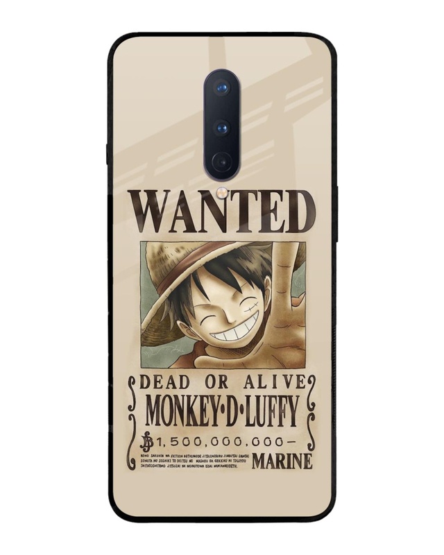 Shop Luffy Wanted Premium Glass Case for OnePlus 8 (Shock Proof,Scratch Resistant)-Front