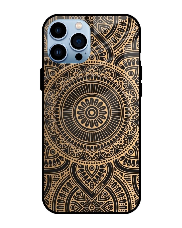 Shop Luxury Mandala Printed Premium Glass Cover For iPhone 13 Pro (Impact Resistant, Matte Finish)-Front