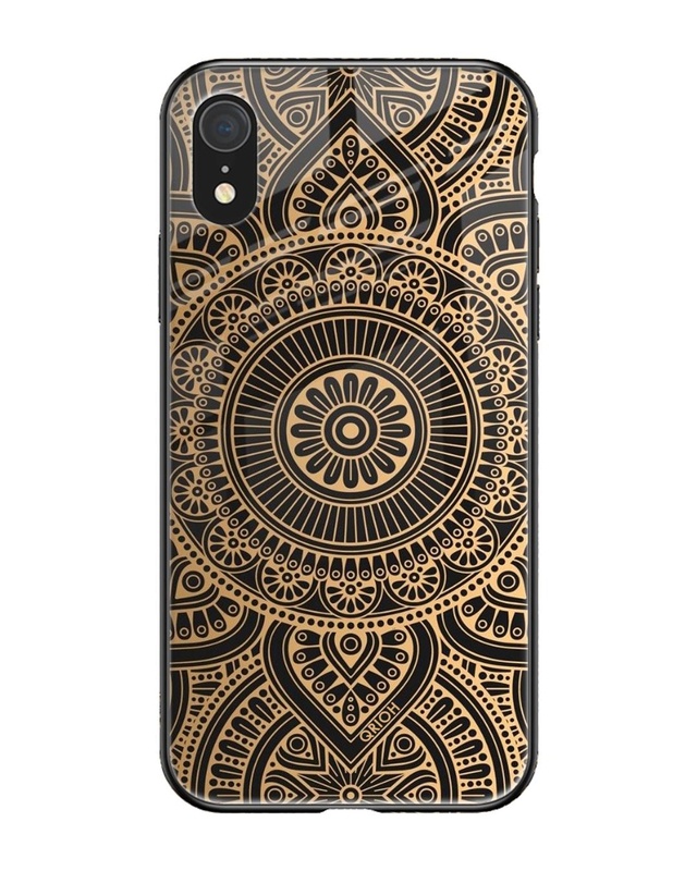 Shop Luxury Mandala Printed Premium Glass Cover For iPhone XR (Impact Resistant, Matte Finish)-Front