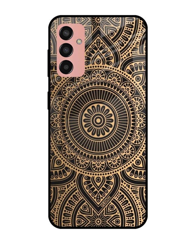 Shop Luxury Mandala Printed Premium Glass Cover for Samsung Galaxy M13 (Shock Proof, Scratch Resistant)-Front