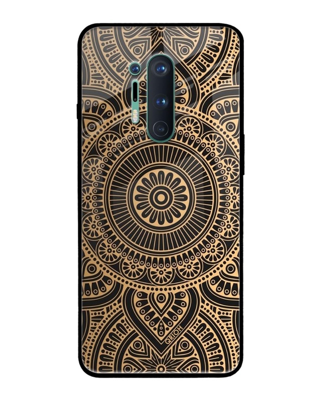 Shop Luxury Mandala Printed Premium Glass Cover For OnePlus 8 Pro (Impact Resistant, Matte Finish)-Front