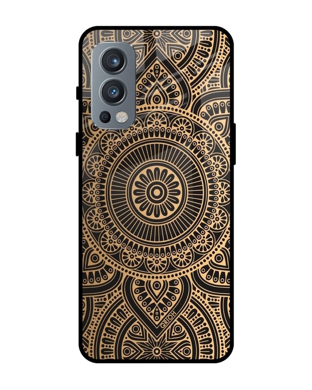 Shop Luxury Mandala Printed Premium Glass Cover For OnePlus Nord 2 5G (Impact Resistant, Matte Finish)-Front