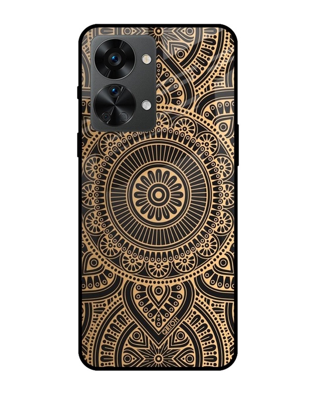 Shop Luxury Mandala Printed Premium Glass Cover For OnePlus Nord 2T 5G (Impact Resistant, Matte Finish)-Front