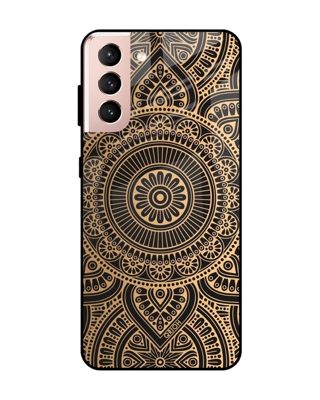 Shop Luxury Mandala Printed Premium Glass Cover For  S21 Plus(Impact Resistant-Front