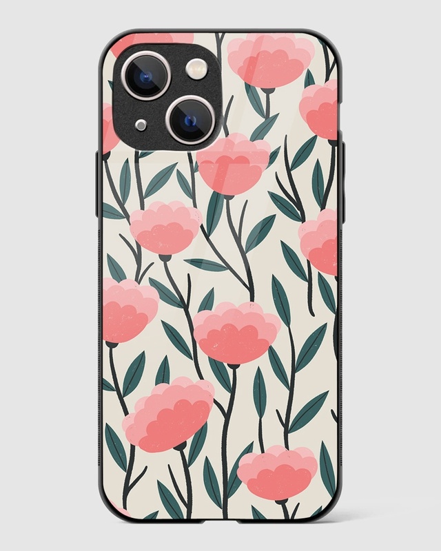Shop Magnolia Floral Premium Glass Case for Apple iPhone 13 Mini-Front