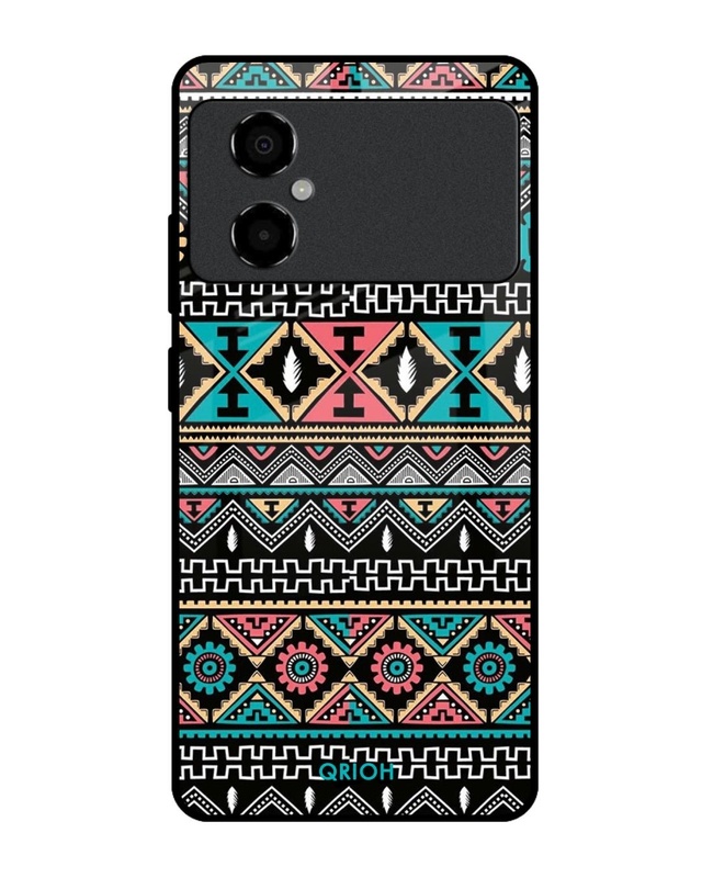 Shop Mandala Pattern Printed Premium Glass Case for Poco M4 5G (Shock Proof,Scratch Resistant)-Front