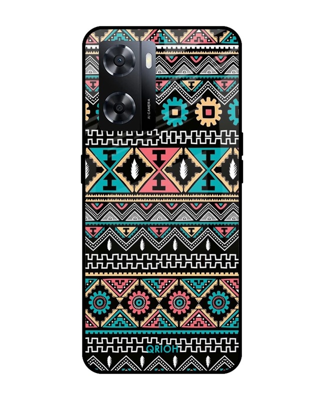 Shop Mandala Pattern Printed Premium Glass Cover for Oppo A57 4G (Shock Proof, Scratch Resistant)-Front