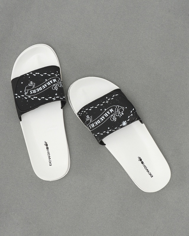 Shop Women's White Marauders Map Adjustable Velcro Sliders-Front
