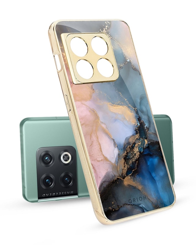 Shop Marble Ink Abstract Metallic Gold Premium Glass Case for OnePlus 10 Pro-Front