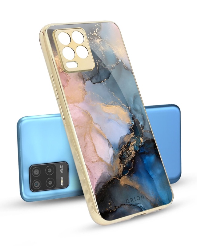 Shop Marble Ink Abstract Metallic Gold Premium Glass Case for Realme 8-Front