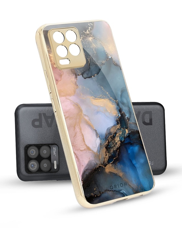 Shop Marble Ink Abstract Metallic Gold Premium Glass Case for Realme 8 Pro-Front