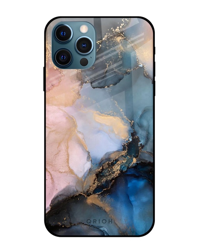 Shop Marble Ink Abstract Premium Glass Case for Apple iPhone 12 Pro (Shock Proof, Scratch Resistant)-Front