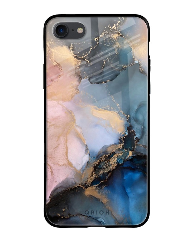 Shop Marble Ink Abstract Premium Glass Case for Apple iPhone SE 2020 (Shock Proof, Scratch Resistant)-Front