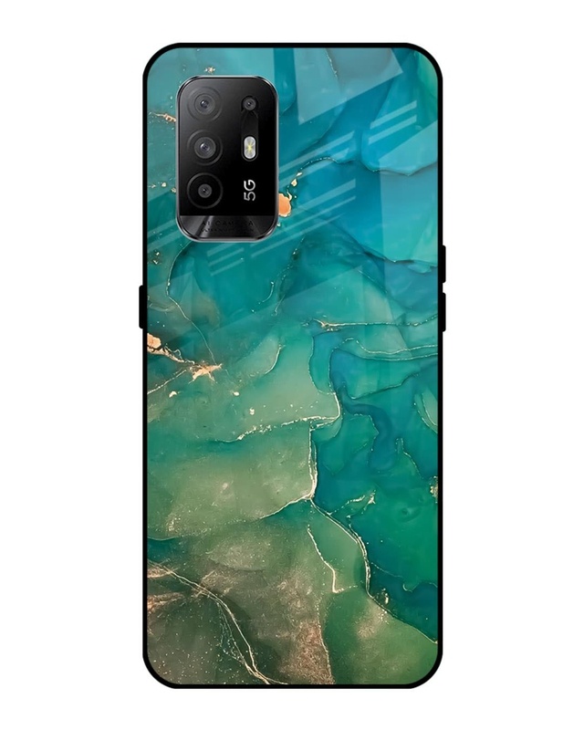 Shop Marble Pattern Premium Glass Cover for Oppo F19 Pro Plus-Front