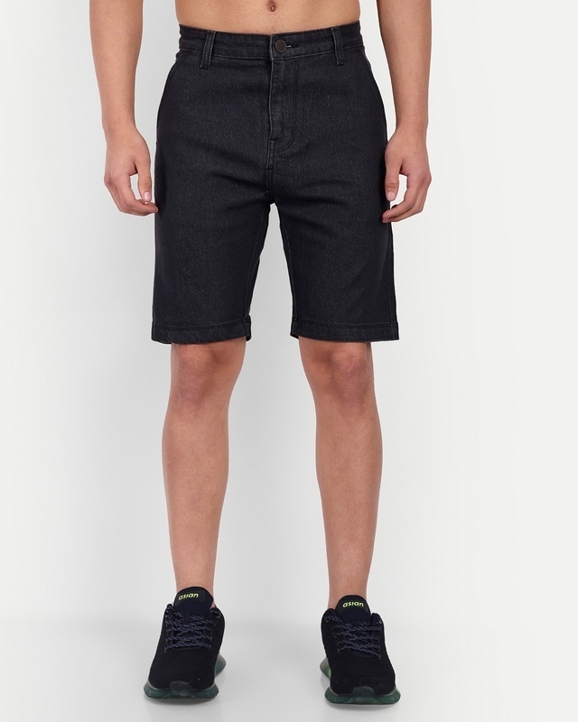 Shop Meghz Men's Black Shorts-Front