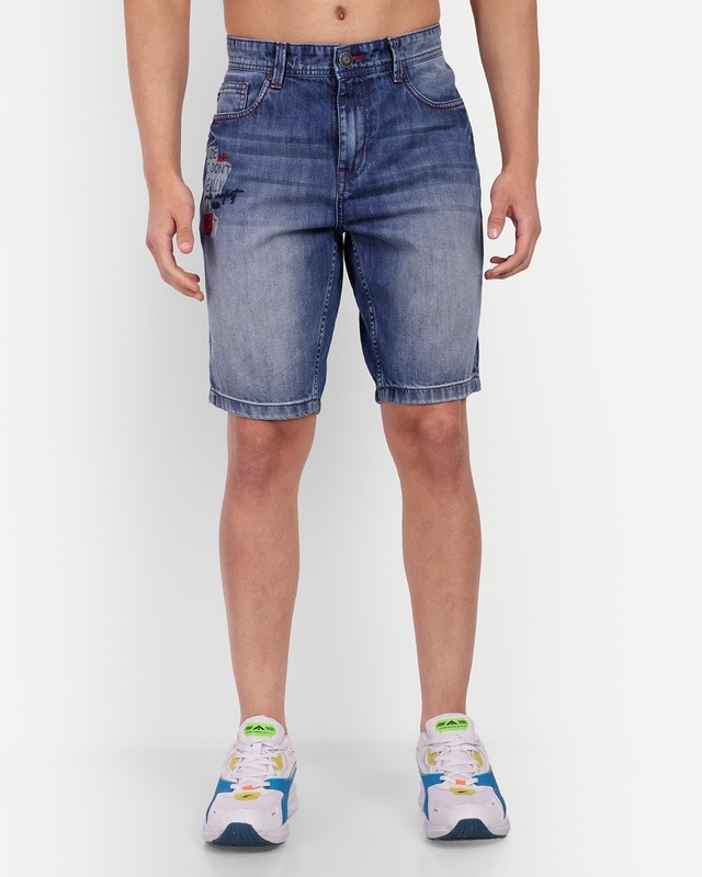 Shop Meghz Men's Blue Printed Shorts-Front