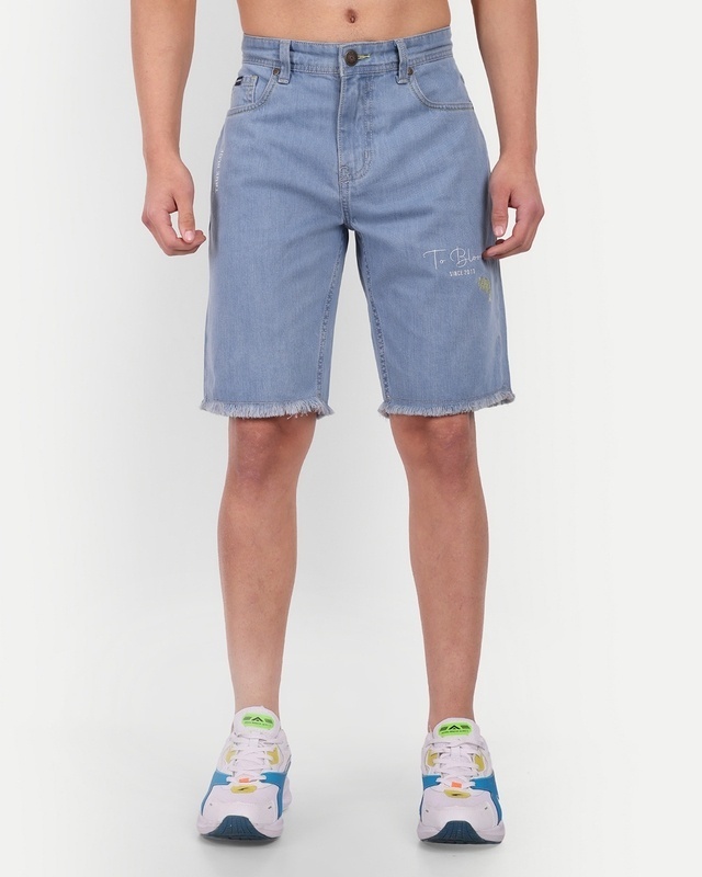 Shop Meghz Men's Blue Printed Shorts-Front