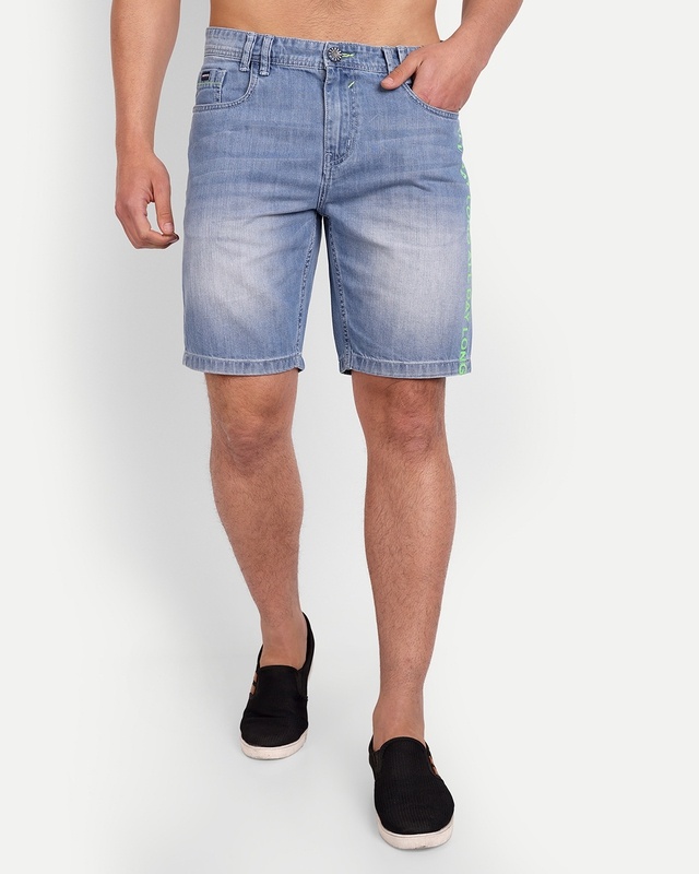 Shop Meghz Men's Blue Printed Shorts-Front
