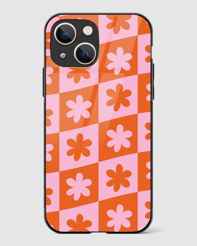 Shop Melted Psychedelic Groovy Checkered Premium Glass Case for Apple iPhone 13 Mini-Front