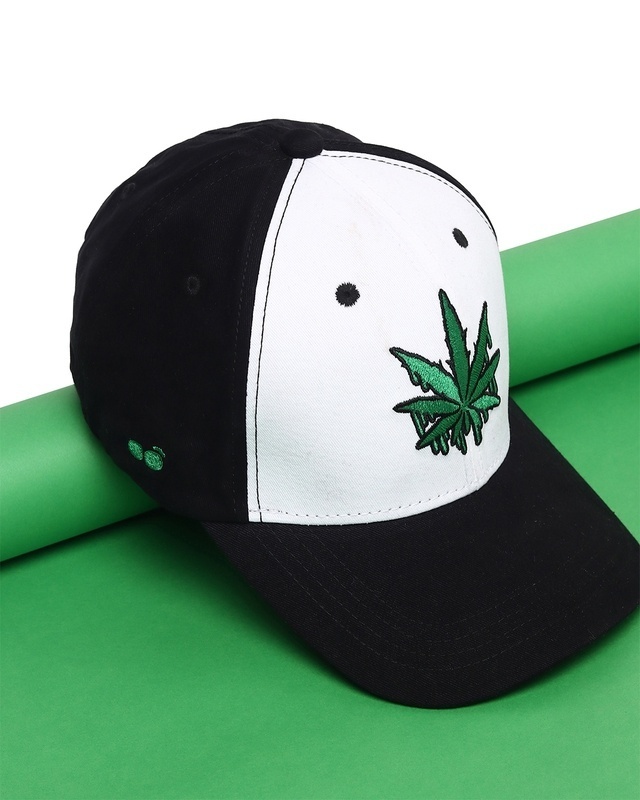 Shop Unisex Black & White Melting Leaf Baseball Cap-Front