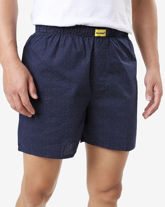 Shop Men's Blue All Over Self Design Printed Boxers-Front