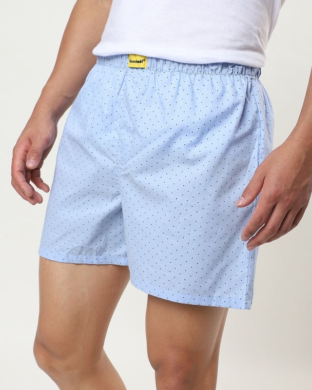 Shop Men's Blue All Over Self Design Printed Boxers-Front