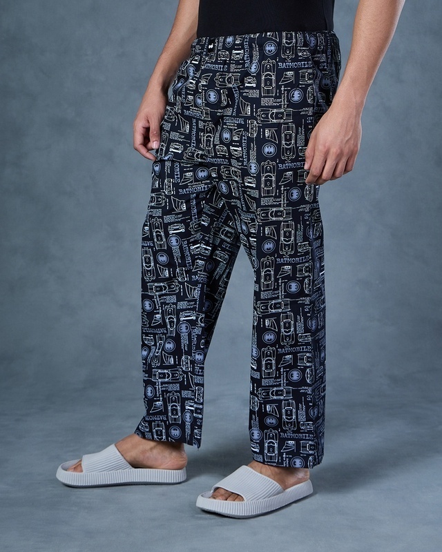 Men's Fun Print Pajama Lounge Pants, Black